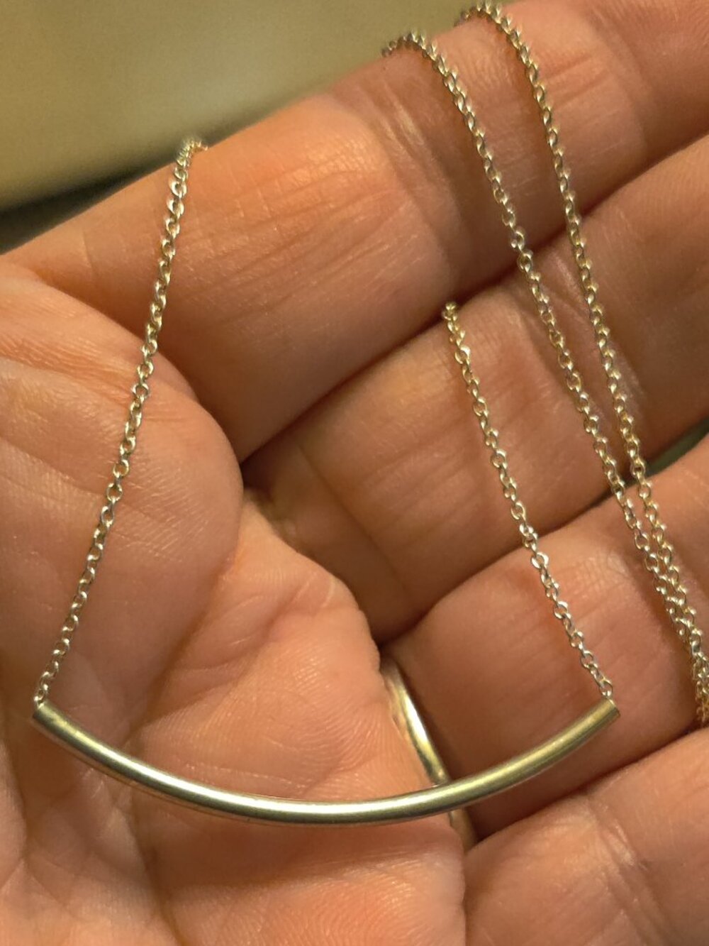 925 Silver Sliding Curved Bar Necklace